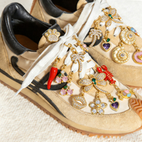Breloques de chaussures DIY en acier inoxydable de haute qualité, plaquées or 18 carats, série Océan, avec fermoir mousqueton pour lacets