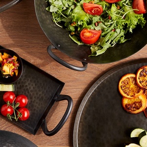 Bandeja de lujo para decoración del hogar, superficie de aluminio martillado para Navidad, Ramadán, mesa, decoración artística, moderna y baja - Product Image 4