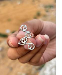 Bague tourbillon en argent Sterling faite à la main bague de déclaration de conception spirale réglable bande artistique Boho pour les femmes bijoux en argent 925 - Product Image 2