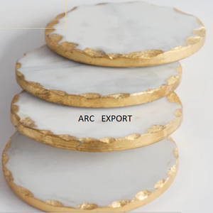 Dessous de verre de forme ronde de luxe moderne avec bordure dorée Design de fantaisie et tapis et tampons de décoration de couleur mignonne - Product Image 6