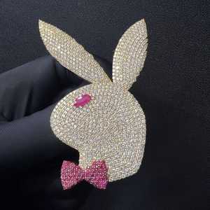 Exclusivo Colgante de Lujo Hip Hop con Moissanita de Corte Brillante, Chapado en Rodio, de Plata de Ley y Oro de 14K, Proveedor de Regalos Personalizados OEM - Product Image 2