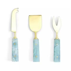 Juego de cuchillos para queso de acero inoxidable con mango de madreperla para servir rebanar y entretener con un elegante diseño moderno - Product Image 3