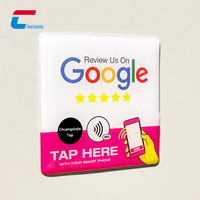 Placa NFC de Reseña de Google con Chip Regrabable de 13.56MHz, Etiqueta Adhesiva RFID para Reseñas, Señal Redonda Personalizada para Opiniones Comerciales