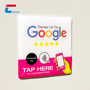 Plaque NFC en époxy pour avis <span class=keywords><strong>Google</strong></span>, autocollant RFID pour avis, puce réinscriptible 13,56 MHz, signalisation ronde personnalisée pour avis commerciaux - Product Image 1