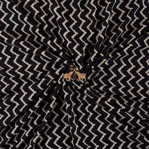 Tissu imprimé à la main en zigzag, tissu en coton noir léger, imprimé, doux, pour femmes - Product Image 3