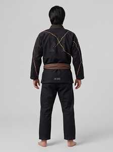 Kimono de Jiu-Jitsu Noir Kintsugi avec Broderie Dorée Personnalisée OEM 450 GSM Tissage Perlé Pré-rétréci Col en Mousse EVA Vente en Gros - Product Image 3