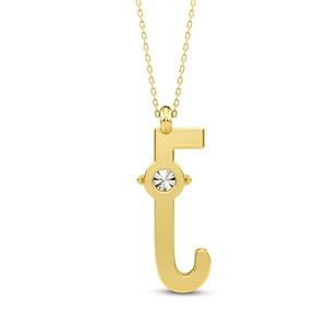 Elegante Colgante Personalizado con Inicial Solitaria, Diamante Cultivado en Laboratorio VVS VS EF, Plata de Ley 925 con Acabado en Oro, Letra Mayúscula Fina - Product Image 4