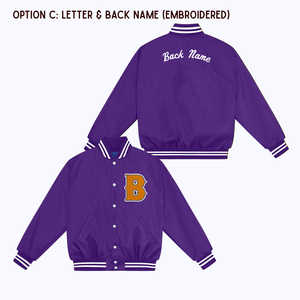 Chaqueta de bombardero de satén de invierno para hombre, chaqueta atlética bordada de tela de satén de poliéster, chaqueta universitaria Unisex de alta calidad 2025 - Product Image 3