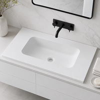 Lavabo rectangulaire en mélamine One Piece, à poser sur comptoir, en résine, avec couleurs personnalisables