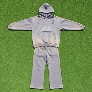 Ensemble de sweat-shirt 2 pièces sur mesure en molleton 100% coton, taille plus, avec logo brodé délavé, style streetwear d'hiver - Product Image 5