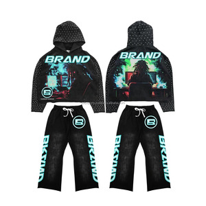 Vente en gros de survêtements d'entraînement en polaire Gym Fitness Tech avec logo personnalisé pour hommes ensemble de 2 pièces de jogging de grande taille avec capuche solide pour l'hiver - Product Image 1