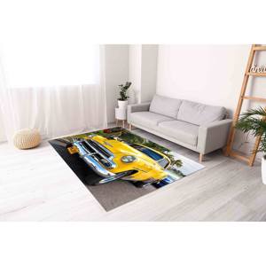 Retro Yellow <b>Car</b> <b>Rug</b>: Vintage Automotive Decor, Printed <b>Rug</b>,Nonwoven Soft <b>Rug</b> - Product Image 4