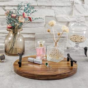 Plateau de service en bois élégant et pratique pour les boissons, les collations et les desserts pour les invités à la maison ou à l'extérieur. - Product Image 2