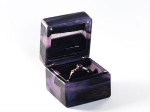 Boîte à bagues faite à la main en gros proposition de fiançailles mariage Unique Double fente en bois et résine boîte à bagues à bijoux - Product Image 5