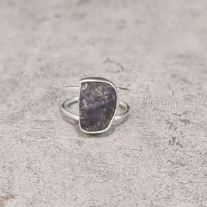 Bague pour femme en argent sterling 925 avec pierre brute naturelle Tanzanite, pierre de naissance de décembre, bijou statement - Product Image 3