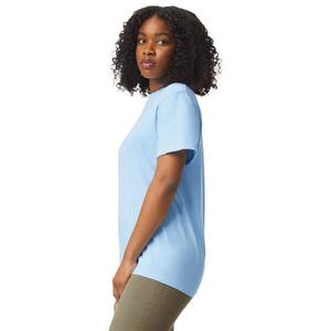 Camiseta de media manga de algodón bordado con logotipo azul de temporada de verano - Product Image 4