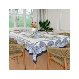 Premium Block Print <b>Table</b> Cloth Cotton <b>Dining</b> <b>Table</b> <b>Cover</b> Custom Size Weight Durable Sustainable Indian Manufacturer OEM ODM - Product Image 1