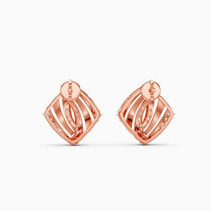 Boucles d'oreilles clous géométriques en alliage plaqué rhodium avec cristaux et strass sertis, bijoux classiques de mariage pour femme - Product Image 5