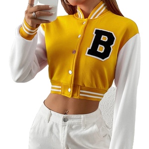 เสื้อแจ็คเก็ตปักอักษรสำหรับผู้หญิง, เสื้อครอปไซส์ XL เสื้อแจ็คเก็ตหนังปรับแต่งได้พร้อมไส้ผ้าฝ้าย - Product Image 1