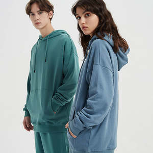 Sweat à capuche uni pour homme, hiver, 100% coton, doublé, coupe-vent, respirant, à cordon de serrage, décontracté - Product Image 2