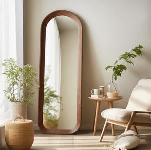 Miroir décoratif de luxe fait main Art Déco en noyer, pleine longueur, avec cadre en bois massif, pour la décoration intérieure - Product Image 4