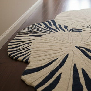 Alfombra de Lana Hecha a Mano con Forma de Hoja Irregular de Lujo Personalizada para Decoración de Sala de Estar Moderna, Respaldo de Látex, Regalo de Año Nuevo - Product Image 4