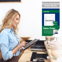 Carnet de factures de commande personnalisé avec logo, carnet autocopiant NCR, lot de 6, 2 feuillets, blanc et jaune, 50 jeux par carnet avec carnet de reçus en carton