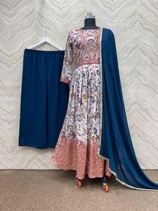 ใหม่ชุดสูท3ชิ้นสำหรับงานเลี้ยงออกแบบคอลเลกชันฮิตของ naira ที่สวยงามตัดกางเกง kurti-plazzo ยาวกับ dupatta ราคาขายส่ง - Product Image 3