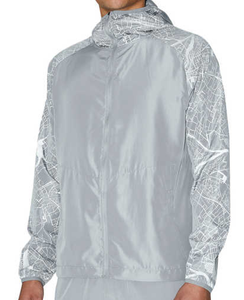 Chaqueta corta cortavientos de dos piezas informal personalizada de alta calidad para hombre, conjunto de poliéster reflectante/algodón de secado rápido - Product Image 4