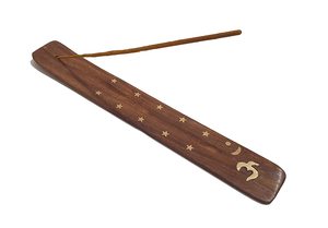 Quemador de incienso de madera tradicional artesanal con diseño de incrustaciones de latón para incienso en barra y cono a precio asequible - Product Image 5