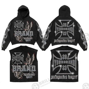Oem logotipo personalizado de alta calidad al por mayor de gran tamaño Sudadera con capucha pantalón acampanado chándal personalizado con diamantes de imitación hombres chándal conjunto - Product Image 4