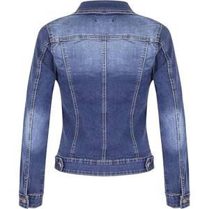 <b>Women</b> High Quality <b>Stretch</b> Blue <b>Jeans</b> Buttoned Jacket Fashionable Design Polyester Filling Sheep Skin Eco-Friendly Windproof - Product Image 3