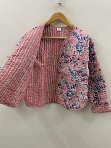 Bohemian Style Short Jacket Floral Print Cotton <b>Quilted</b> Crop Jacket Cotton Cropped Summer Suede Coat for Women - Product Image 2