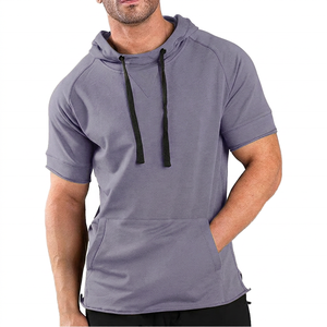 Sudadera con Capucha de Manga Corta para Hombre, Color Verde Oliva, Corte Regular, Secado Rápido, Tejido de Punto, Informal, para Verano - Product Image 4