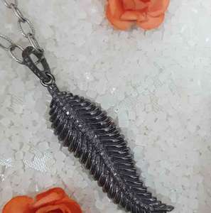 Élégant Vintage Feuille 925 Sterling Silver Naturel Pave Diamant Noir Rhodium Plaqué Bijoux 50x15MM Taille pour Mariage & Fiançailles - Product Image 3