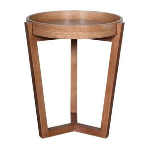 Mesa Auxiliar Moderna de Madera Maciza en Forma de Media Luna, Mesa Auxiliar Redonda con Incrustaciones Hechas a Mano, Acabado en Madera Natural, Muebles para Sala de Estar y Dormitorio - Product Image 2