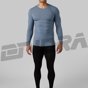 T-shirt ajusté de couleur gris Balboa pour homme, vêtements de sport, manches longues, tissu extensible respirant, coupe ajustée, confort, entraînement, usage quotidien - Product Image 2