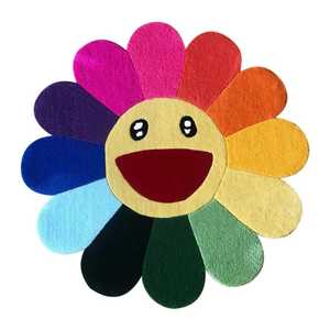 Multicolor Hand-<b>Tufted</b> Wool Symbol Smile Wave <b>Rug</b> 8x10 Terracotta Modern Area Carpet Abstract Design Non-Slip PET Friendly - Product Image 1