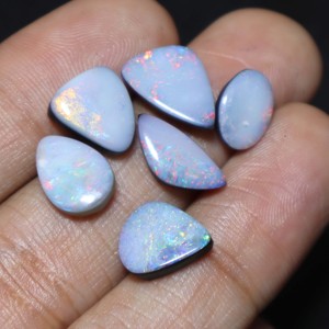 Natural Australian Doublet Opal Cabochon Multi <b>Fire</b> Mix Shape 10X8MM-14X9MM 18 Carat Lot Loose Gemstone - Product Image 1