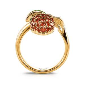 Jeulia Juicy Fruit Strawberry Design Sterling <b>Silver</b> Gemstone <b>Ring</b> - Product Image 2