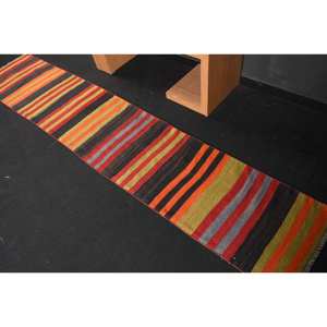 Moderno rojo naranja 1,9X10,6 pies Alfombra de lana turco gran área rectángulo pasillo patrón látex respaldo nuevo para dormitorio sala de estar - Product Image 4