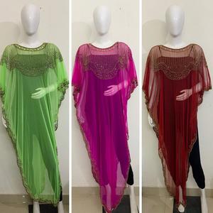 Luxury High-Profile Style Red Carpet Poncho <b>Shrug</b> Top <b>Dress</b> Straight Slit Beaded Work Free Size <b>for</b> Vacation Beach Party Mix - Product Image 5