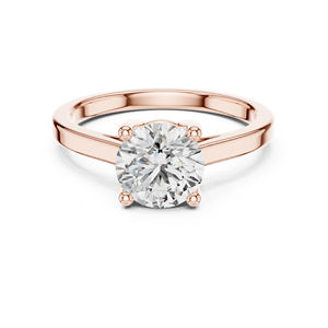 Bague en or rose 14 carats avec diamant rond de laboratoire pour femmes |   Anneau de tenue de bureau |   Nouveau diamant cultivé - Product Image 1