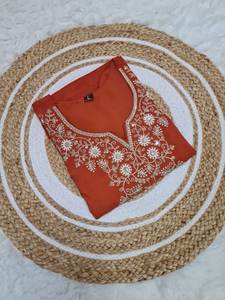 Pure Viscose Chinon Kurti SetStylish Viscose Chinon Suit con bordado y Dupatta | Conjunto de Ropa Étnica india | Kurti Bottom S-XXL - Product Image 4