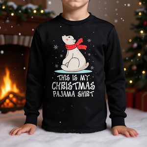 C'est ma chemise de pyjama de Noël, motif ours polaire, pour enfants, manches longues, col rond, impression numérique unisexe - Product Image 3