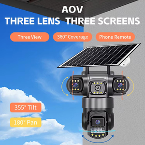 Telecamera di Rete Wi-Fi Solare V380PRO AOV VTS28 a Basso Consumo con Tre Obiettivi, Visione Notturna e Display a Tre Schermi - Product Image 2