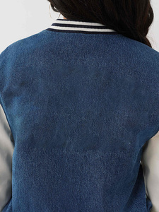 <b>Women</b> Distressed Ripped Loose <b>Knitted</b> Denim Bomber Jacket Autumn Winter Season Custom Design Wholesale - Product Image 5