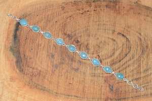 Bracelet ajustable en argent sterling 925 avec pierre précieuse ovale aigue-marine, fait à la main, bijoux pour femmes, cadeau tendance - Product Image 6