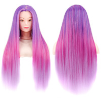 Tête de mannequin de cosmétologie avec cheveux synthétiques pour la formation en tressage, coiffage et coupe, idéale pour les salons et les écoles
