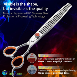 Tijeras profesionales de adelgazamiento para perros, cuidado de mascotas, 8 pulgadas de largo, tasa de adelgazamiento, 24 dientes - Product Image 5